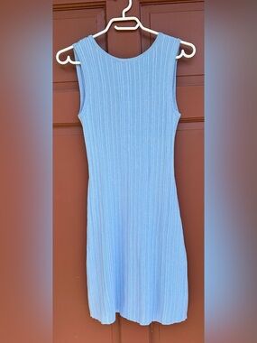 Amazon Sky Blue Ribbed Backless Sleeveless Dress